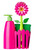 Vigar Flower Power Pink Sink Caddy Set with Soap Dispenser, 10-1/2-Inches, Pink, Green