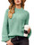 BerryGo Chunky Crewneck Sweaters Long Sleeve Oversized Cable Knit Sweater Green