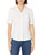 Lee Uniforms Juniors Short Sleeve Stretch Poplin Blouse, White, Medium