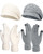 4 Pieces Women Winter Hat and Glove Set, Warm Knitted Beanie Hat Glove Snow Ski Skull Cap with Visor and TouchScreen Glove (Beige, Gray)