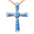 Fashion Silver Religious Cross Pendant Necklace Created White Opal Women Jewelry (Blue, Rose-Gold)