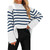Women's Striped Sweaters Long Sleeve Crew Neck Color Block Pullover Sweater Loose Fit Oversized Knitted Jumper Tops Sweaters