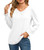 Iandroiy Women Casual V-Neck T-Shirts Loose Puff Long Sleeve Tops Tunic Blouses(Medium, White)