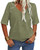 Danedvi Women Fashion V-Neck Half Sleeves Oversized T Shirt Solid Casual Loose Basic Tops Army Green