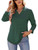 Womens V Neck 3/4 Sleeve T Shirts Fashion Summer Tops Casual Tunic Blouse Green