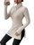 SOLY HUX Womens Long Sleeve Tops Mock Turtle Neck T Shirts Split Hem T-Shirts Casual Fitted Tees Solid Apricot L