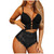 Women's Lace Lingerie Bra and High Waist Panty Set Sexy Pajamas Lingerie Set Babydoll Sleepwear 2 Piece Nightwear Outfits(C Black,XX-Large)