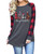 Christmas Shirt Women Gnomes T-Shirt Women Xmas Buffalo Plaid Splicing Tshirt Holiday Raglan Baseball Long Sleeve Tops Dark Grey