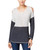 I-N-C Womens Colorblocked Knit Sweater, Grey, XX-Large