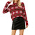 Women's Christmas Snowflake Reindeer Print Knitted Sweater Long Sleeve Pullover Knitwear Jumper Crew Neck Shirt Sweater (Red XL)