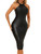 MakeMeChic Women's Faux PU Leather Halter Sleeveless Midi Bodycon Pencil Dress Black M