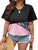SOLY HUX Women's Plus Size T Shirts Color Block Leopard Print Short Sleeve Summer Tee Tops Multi Colorblock 2XL