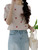 Verdusa Women's Heart Pattern Drop Shoulder Knit Top Short Sleeve Pullover Sweater Apricot S