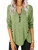 Women's Casual Long Sleeve Tunic Shirts Zipper V Neck Button Side Blouses Tops