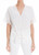 Max Studio Women's Textured Cotton Tie Waist Top, White, Medium