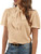 Rooscier Women's Bow Tie Knot Mock Neck Short Sleeve Elegant Workwear Blouse Shirt Top Light Khaki Medium