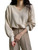 Verdusa Women's V Neck Drop Shoulder Long Sleeve Knit Solid Pullovers Sweater Top Apricot M