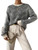 GORGLITTER Women's Cable Knit Drop Shoulder Sweater Crewneck Long Sleeve Pullover Top Multicolor Medium