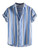 Floerns Men's Striped Shirts Casual Short Sleeve Button Down Shirts Blue White Striped L