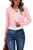 Newshows Women's 2023 Cropped Cardigan for Women Dressy Crew Neck Button Down Open Front Knit Bolero Shrug Sweater(Pink, Small)