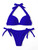 Romwe Women's 2 Piece Halter Push up Bikini Set Tie Side Swimsuit Bathing Suit Beachwear Royal Blue XL