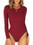 MISSJOY Womens Bodysuit Long Sleeve Crew Neck Ribbed Knit Leotards Underbust Detailing Tops