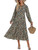 Gyrans Womens V Neck Casual Maxi Dress Floral Long Sleeve Loose Tiered Hem Pleated Flowy Swing A-line Boho Dresses