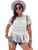 SOLY HUX Women's Plus Size Sheer Lace Fringe Hem Short Sleeve Tee Summer T Shirt Top Plain Apricot 1XL