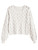 ZAFUL Women's Pullover Sweater Crochet Cable Knit Cropped Sweaters 2023 Fall Long Sleeve Hollow Out Casual Cute Jumper Tops White