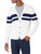 Amazon Essentials Men's Cotton Cardigan Sweater, White/Navy, Stripe, Large