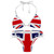 Union Jack British FlagBikini Set SwimsuitsWomen's Two Piece Block Halter Triangle Top and Tie Side Multi