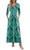 WNEEDU Women's 3/4 Sleeve V Neck Maxi Dress Casual Long Dresses with Pockets Black Green