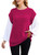 Viottiset Women's Oversized Crew Neck Knit Pullover Sweater Puff Long Sleeve Sweaters Top Hot Pink S