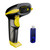 NADAMOO Wireless Barcode Scanner 328 Feet Transmission Distance USB Cordless 1D Laser Automatic Barcode Reader Handhold Bar Code Scanner with USB Receiver for Store, Supermarket, Warehouse - Yellow