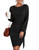 HOTOUCH Black Tie Waist Sweater Dress for Women Pregnant Dress Ribbed Knit Dress Long Sleeve Winter Dress Crew Neck Bodycon Dress Knee Length Dresses Black Medium