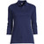 Lands' End Womens 3 Quarter Sleeve Cotton Interlock Polo Deep Sea Navy Regular Large