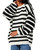 Meladyan Women's 2023 Fall Winter Oversized Striped Sweater Long Sleeve Crew Neck Knit Pullover Sweater Jumper Tops Black and White