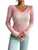 Floerns Women's Ombre Print Long Sleeve V Neck Rib Knit Pullovers Sweater Top Pink M