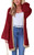 PRETTYGARDEN Oversized Cardigans for Women Winter Lantern Sleeve Open Front Knit Sweater 2023 Fall Loose Fashion Long Cardigan Sweaters (Red,2XL)