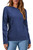 Arach&Cloz Womens Fall Fashion 2023 Knit Hoodies Drawstring Long Sleeve Pullover Sweaters with Pocket(Blue,M)