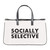 Santa Barbara Design Studio Canvas Tote Bag with Waterproof Lining and Genuine Leather Handles Face-to-Face Collection, 20" x 11", Socially Selective