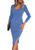 Vaiaye Women's Long Sleeve Sweater Dress 2023 Elegant Midi Dress Knit Dresses Side Slit Bodycon Dress for Women A-Blue