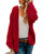 Ferrtye Womens Oversized Chunky Open Front Cardigan Sweaters Cable Knit Long Sleeve Cardigans Outwear Coats Red