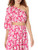 The Drop Women's Anupa Cotton One Shoulder Cropped Top, Hot Pink Floral, M