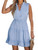 CUPSHE Women's Tiered Ruffled Tie Neck Mini Dress Summer Dress Sleeveless A Line Dress Blue