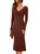 MIHOLL Women's Midi Sweater Dress Long Sleeve V Neck Twist Knot Front Slim Fit Knit Bodycon Dresses Brown