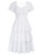 Belle Poque Women's 2023 Summer White Sun Dress Short Sleeve Ruffle Dress Square Neck Cocktail Party Swing Dresse L