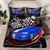 Manfei Racing Car Fitted Sheet Twin Size, Blue Sports Car Bed Cover with 1 Pillowcase, Black White Grid Flag Bedding Set 2pcs for Kids Boys Teens Room Decor, Soft Polyester Bedding