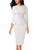 VFSHOW Womens Off-White Ivory Spring Fall Pleated Crew Neck Peplum Work Business Office Bodycon Pencil Sheath Dress 3587 WHT XXL