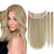 Ugeat Wire Hair Extensions Blonde Hair Dark Ash Brown with Golden Blonde Hair Extensions Wire Weft Human Hair Extensions 12 Inch 70 Grams Weft Human Hair Extensions with Invisible Clips